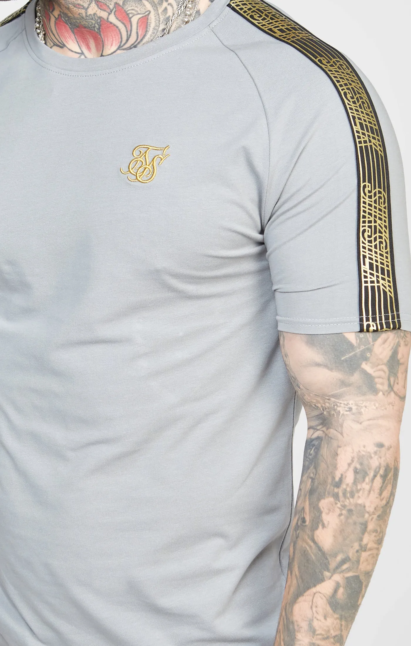 Grey Taped Logo T-Shirt sold by Siksilk product image thumbnail 2