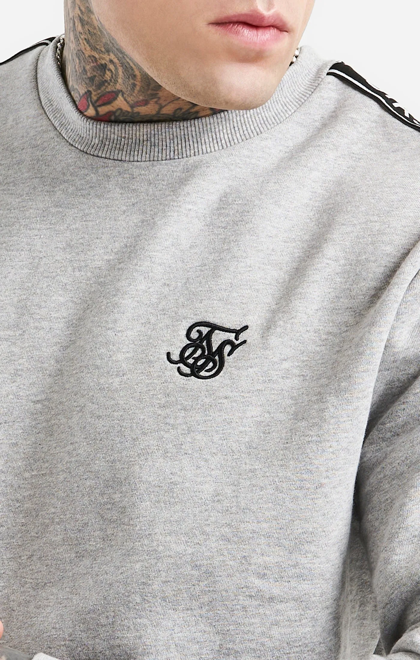 Grey Taped Sweatshirt And Jogger Tracksuit Set sold by Siksilk product image thumbnail 5