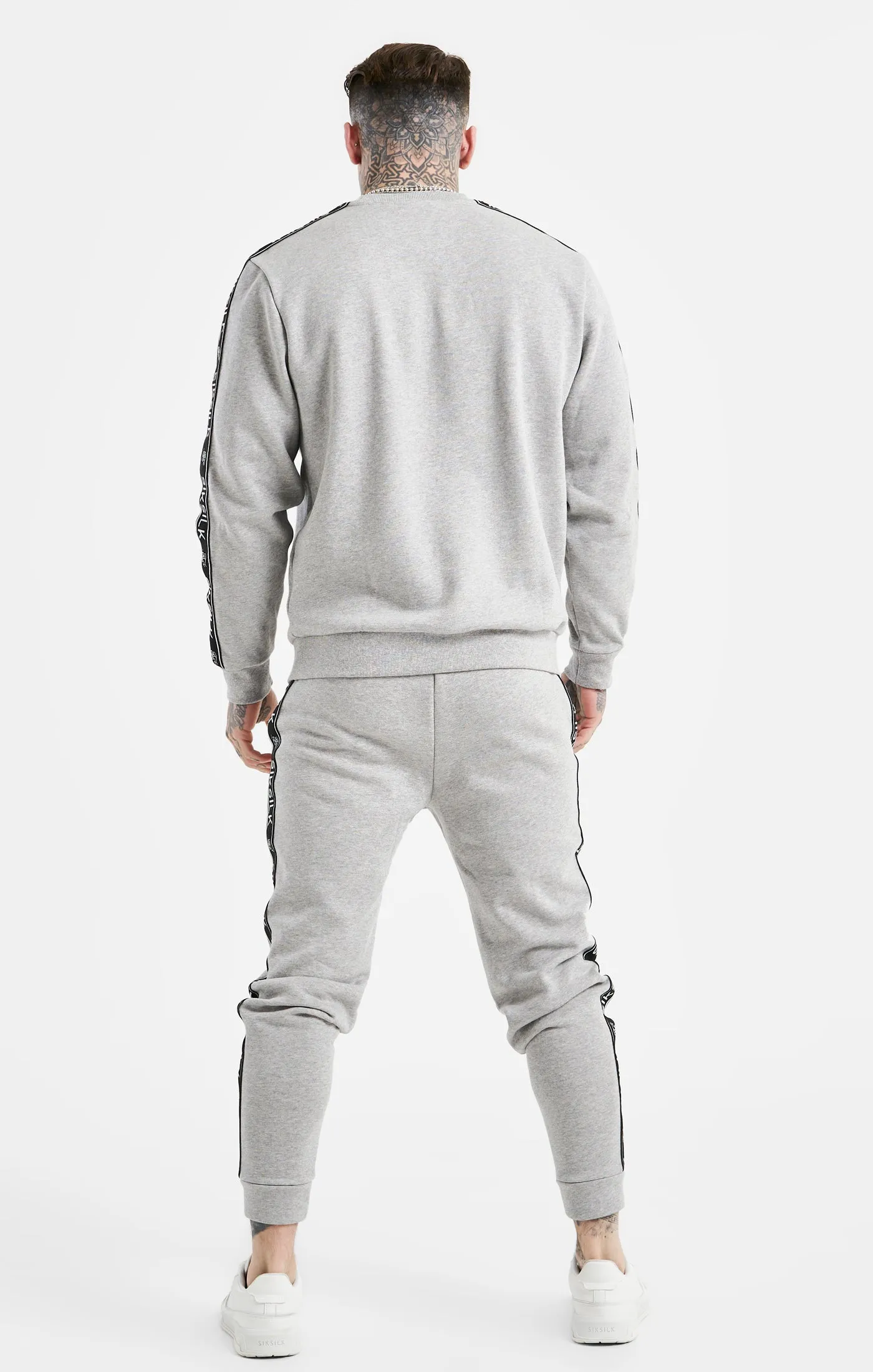 Grey Taped Sweatshirt And Jogger Tracksuit Set sold by Siksilk product image thumbnail 3