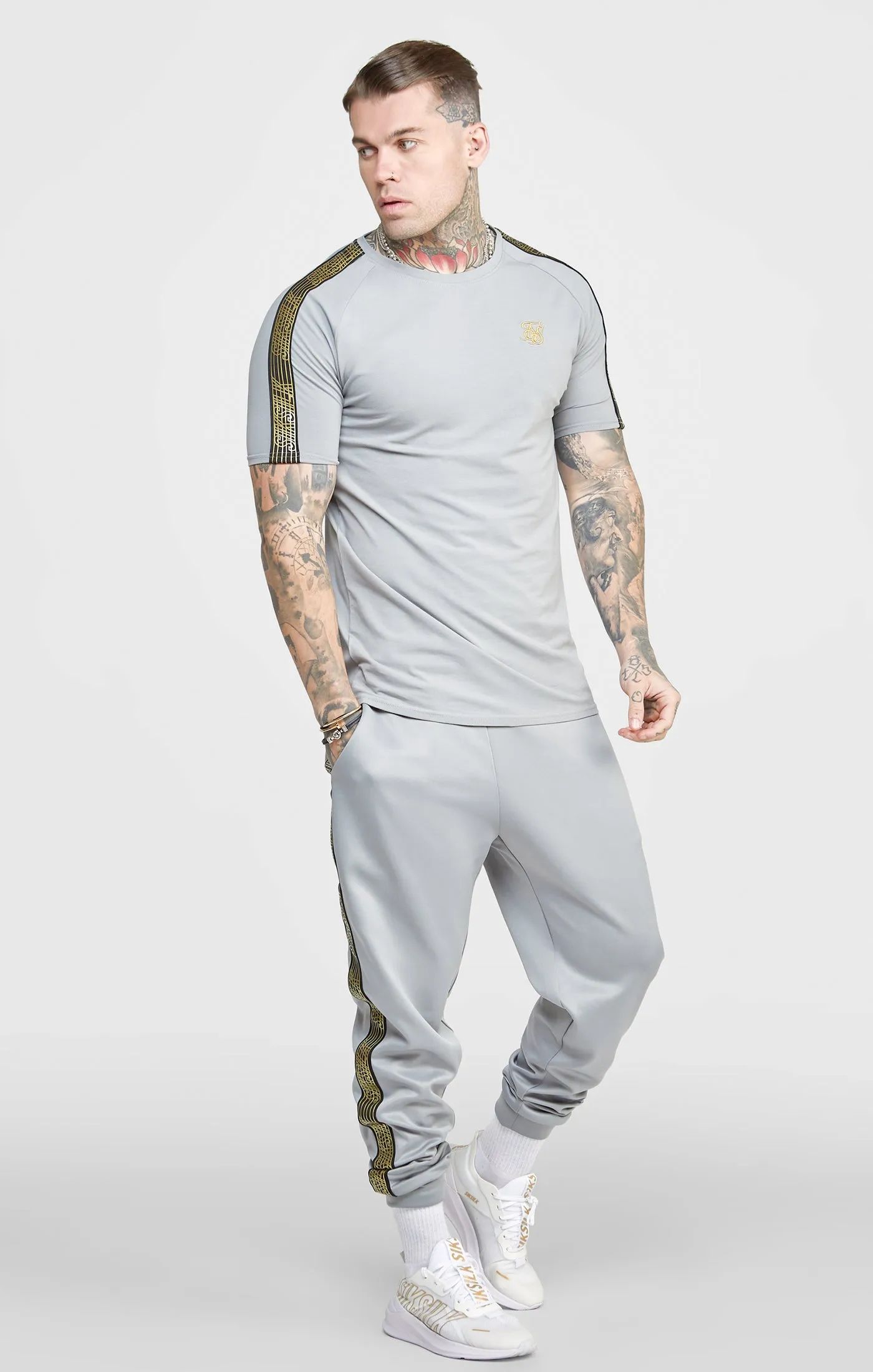 Grey Taped Logo T-Shirt sold by Siksilk product image thumbnail 4