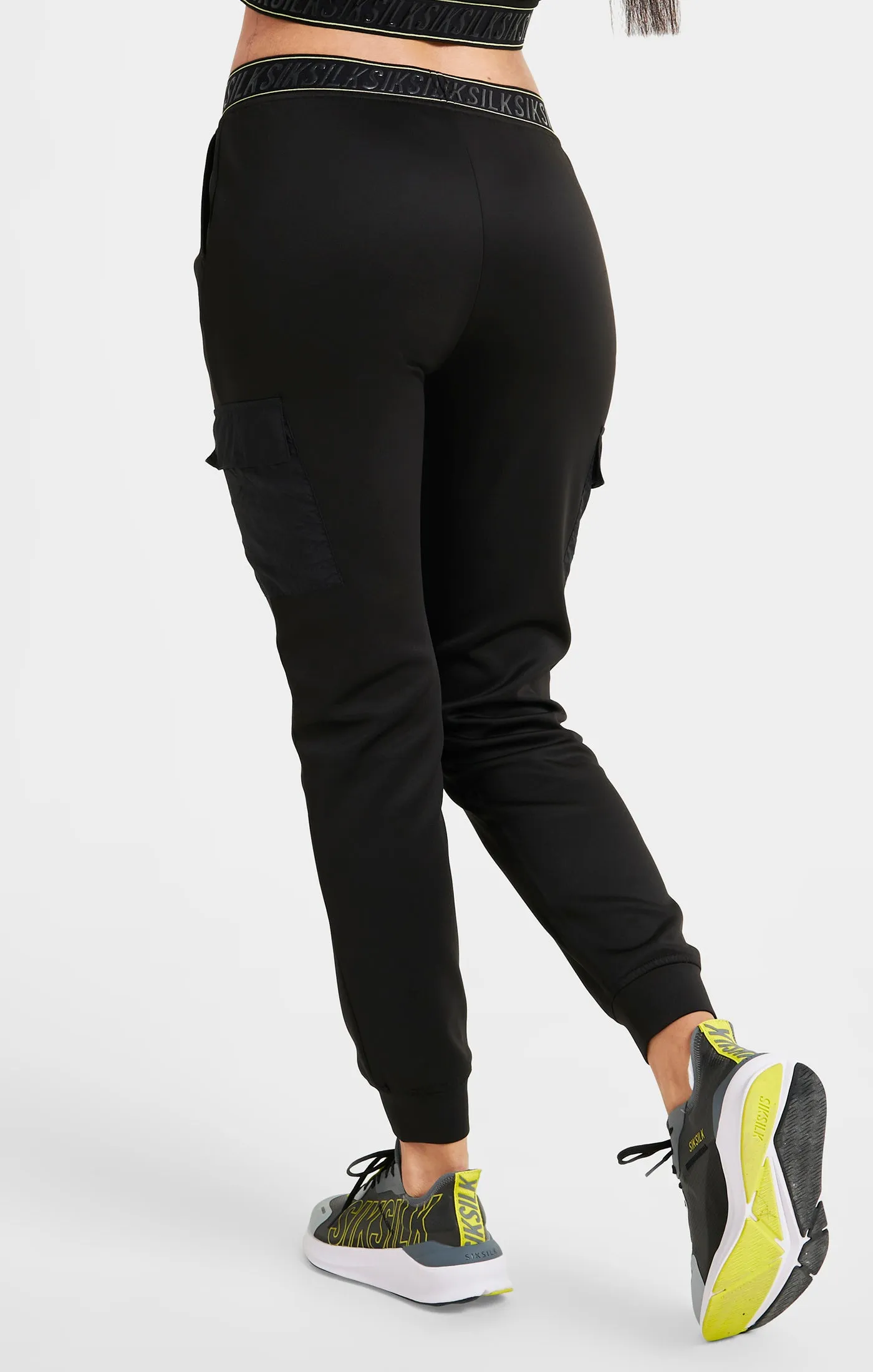 Black Cargo Tape Track Pant sold by Siksilk product image thumbnail 4