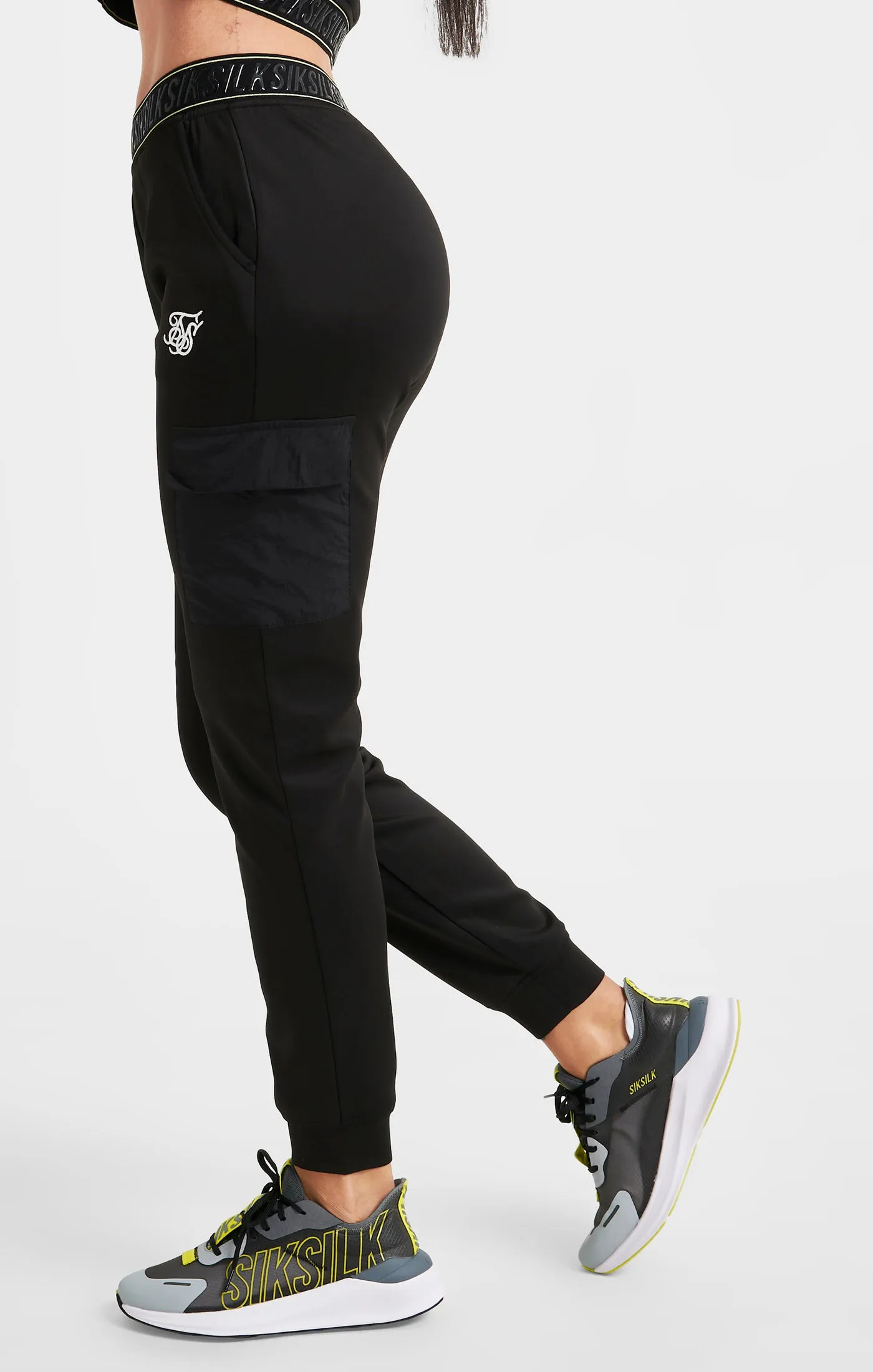 Black Cargo Tape Track Pant sold by Siksilk product image thumbnail 2