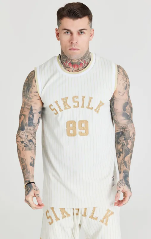 Ecru Retro Classic Basketball Vest sold by Siksilk