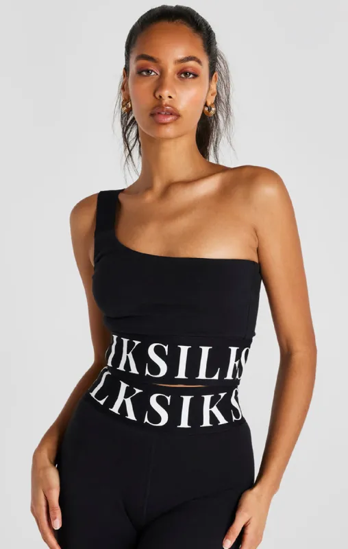 Black One Shoulder Crop Top made by Siksilk