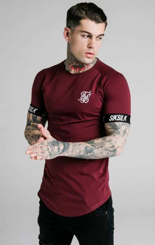 SikSilk Raglan Tech Tape Tee - Burgundy sold by Siksilk