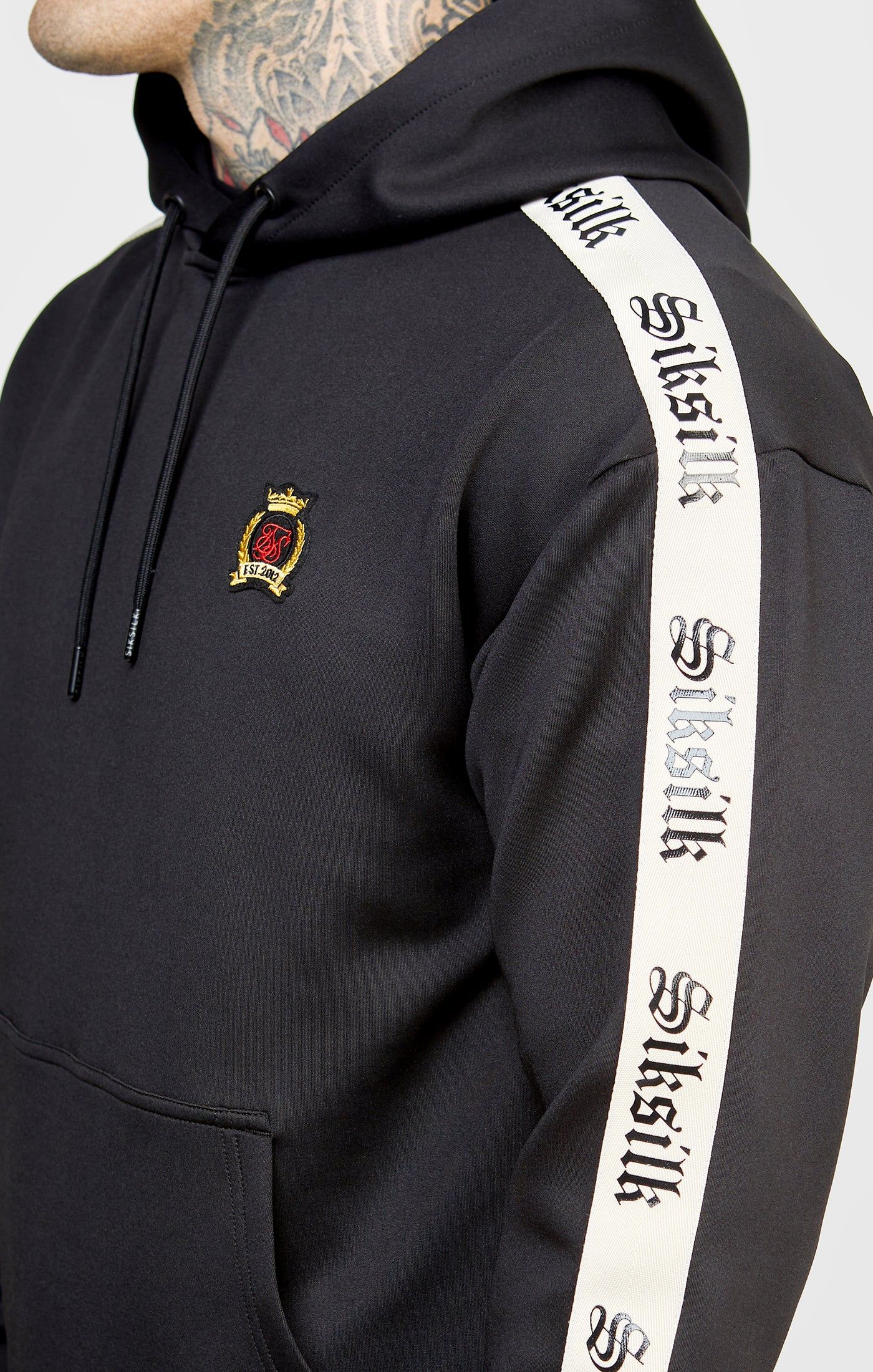 Black Poly Hoodie W Gothic Taping sold by Siksilk product image thumbnail 2