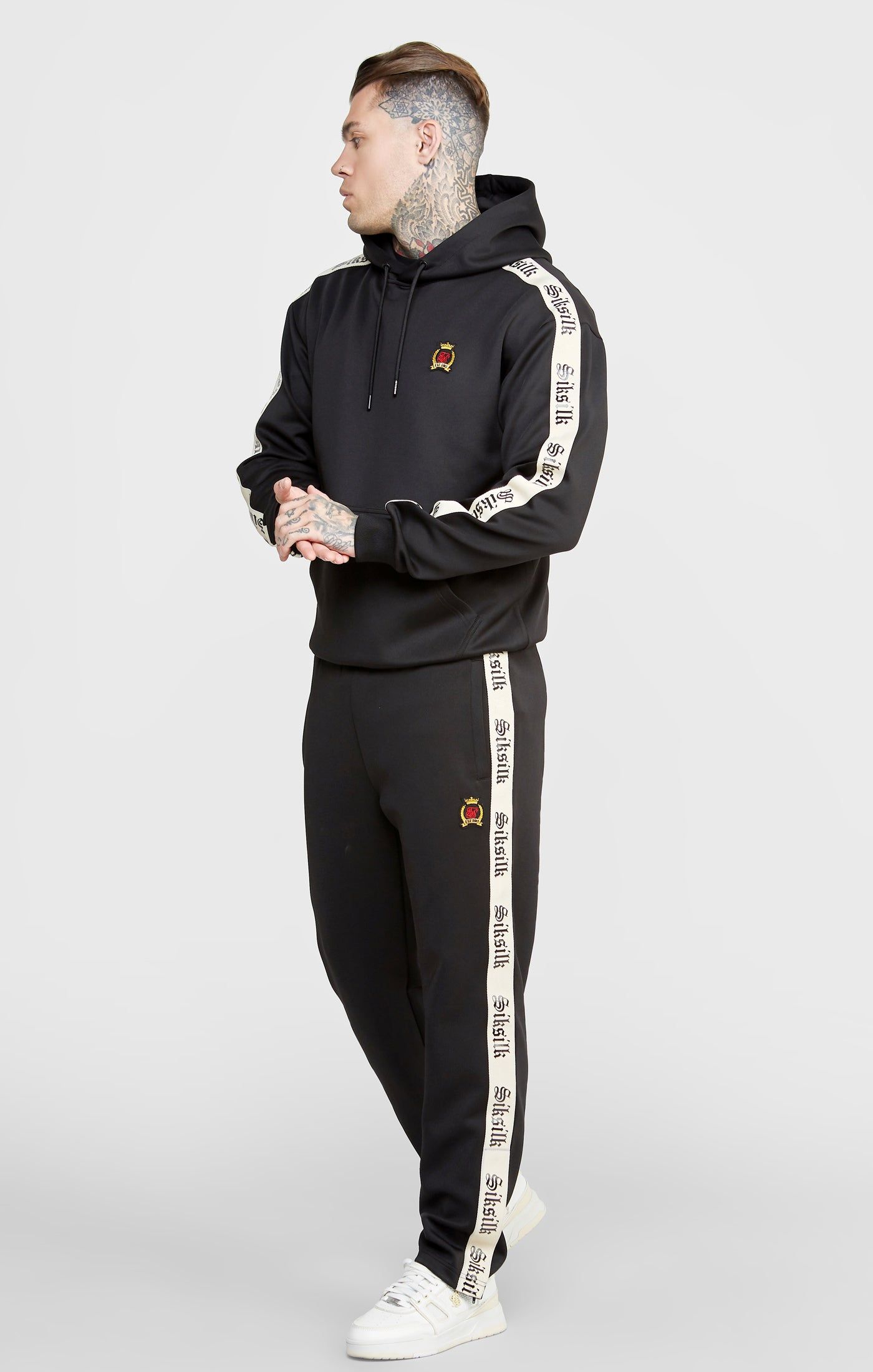 Black Poly Hoodie W Gothic Taping sold by Siksilk product image thumbnail 3