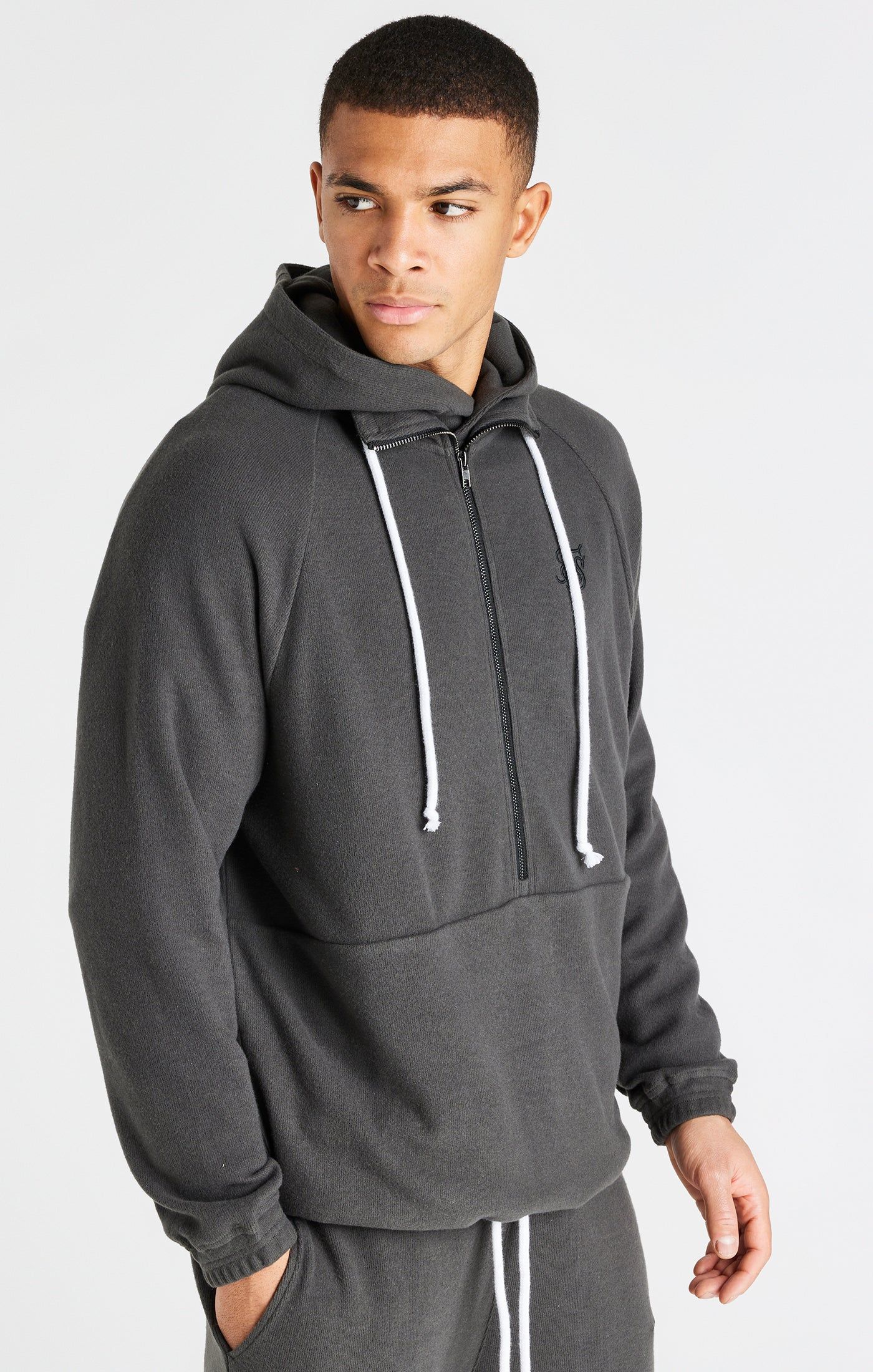 Grey Half Zip Rib Funnel sold by Siksilk