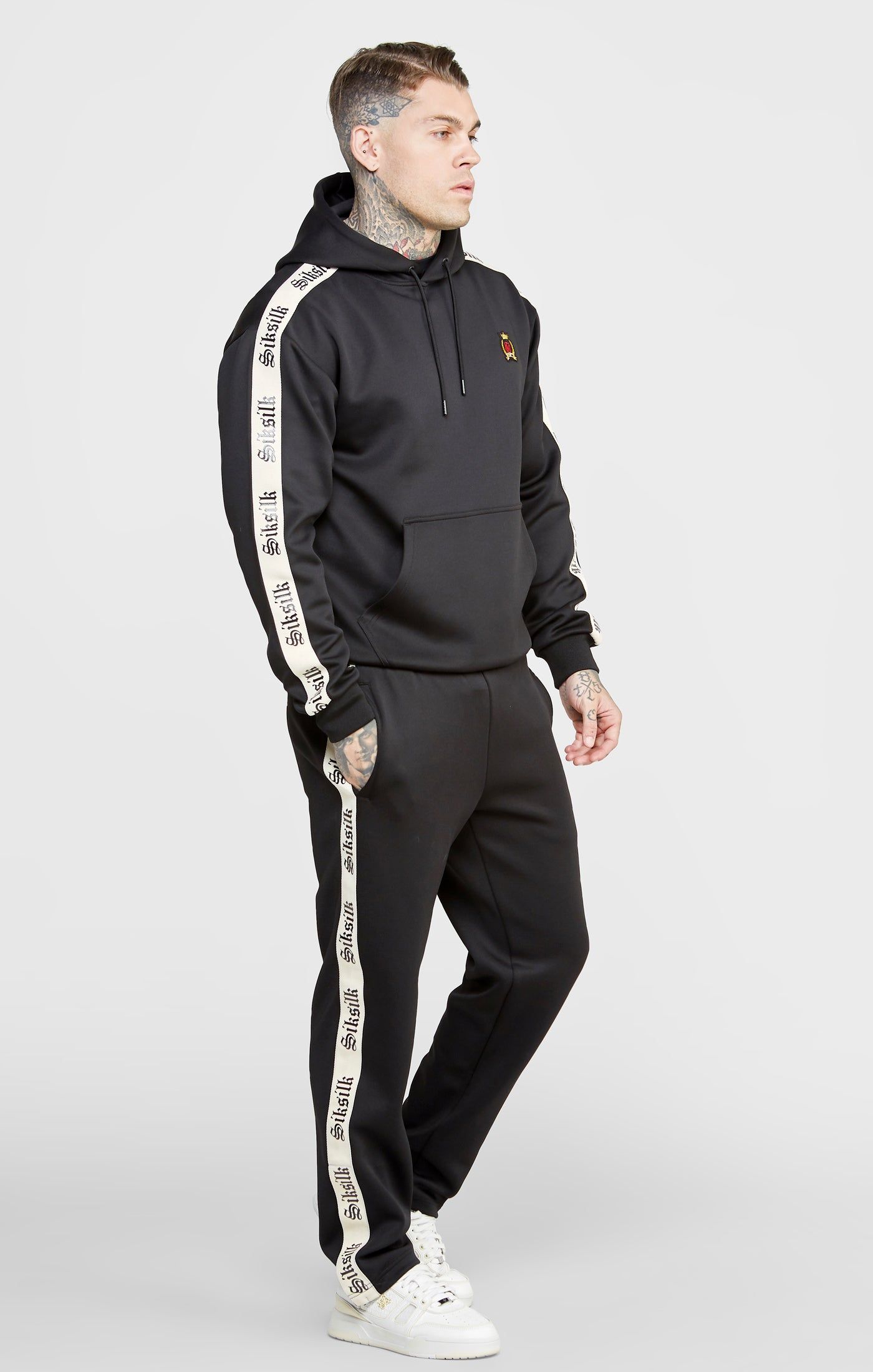 Black Poly Hoodie W Gothic Taping sold by Siksilk product image thumbnail 4
