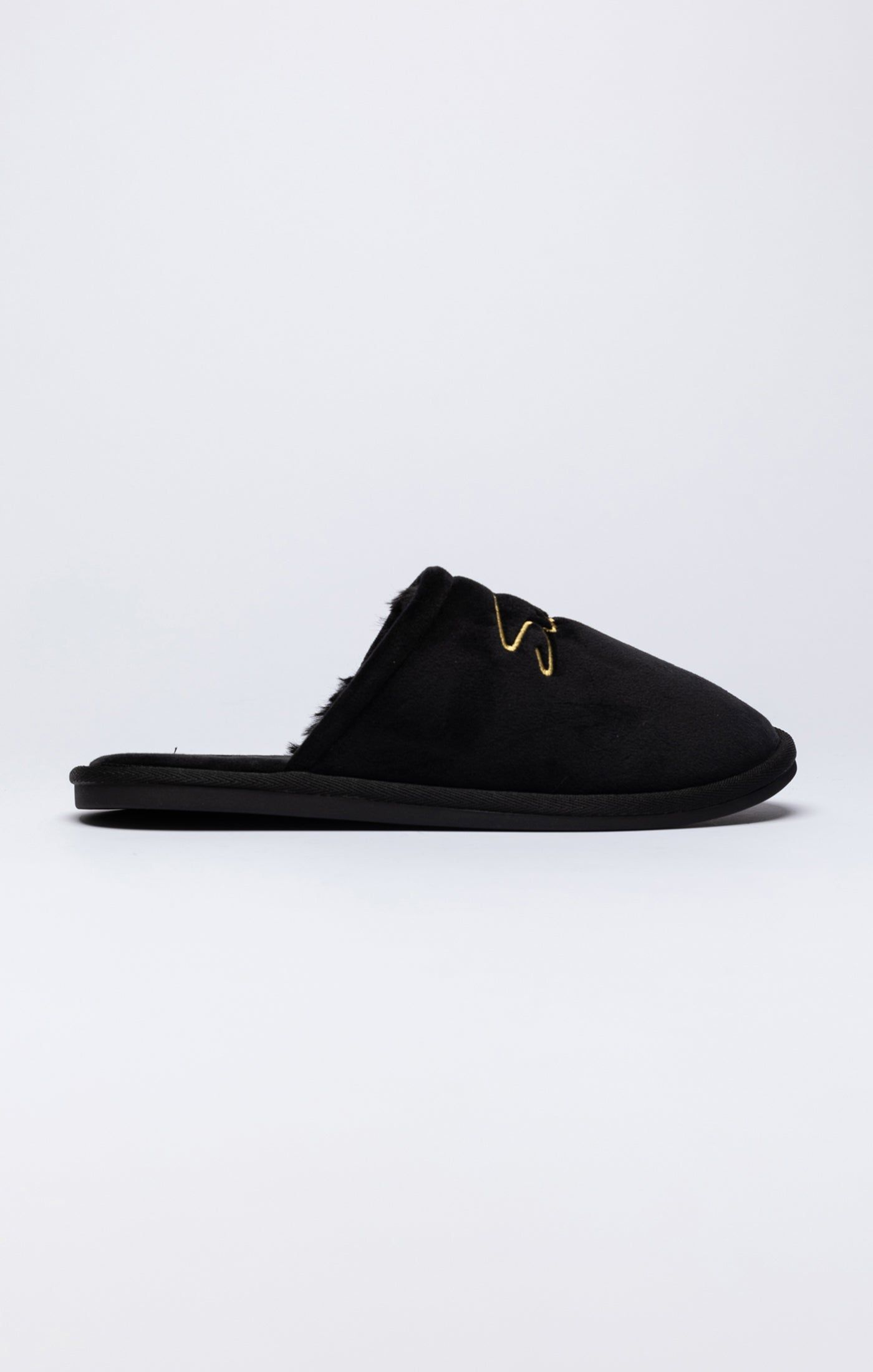 Black Slipper With Embroidered Logo sold by Siksilk