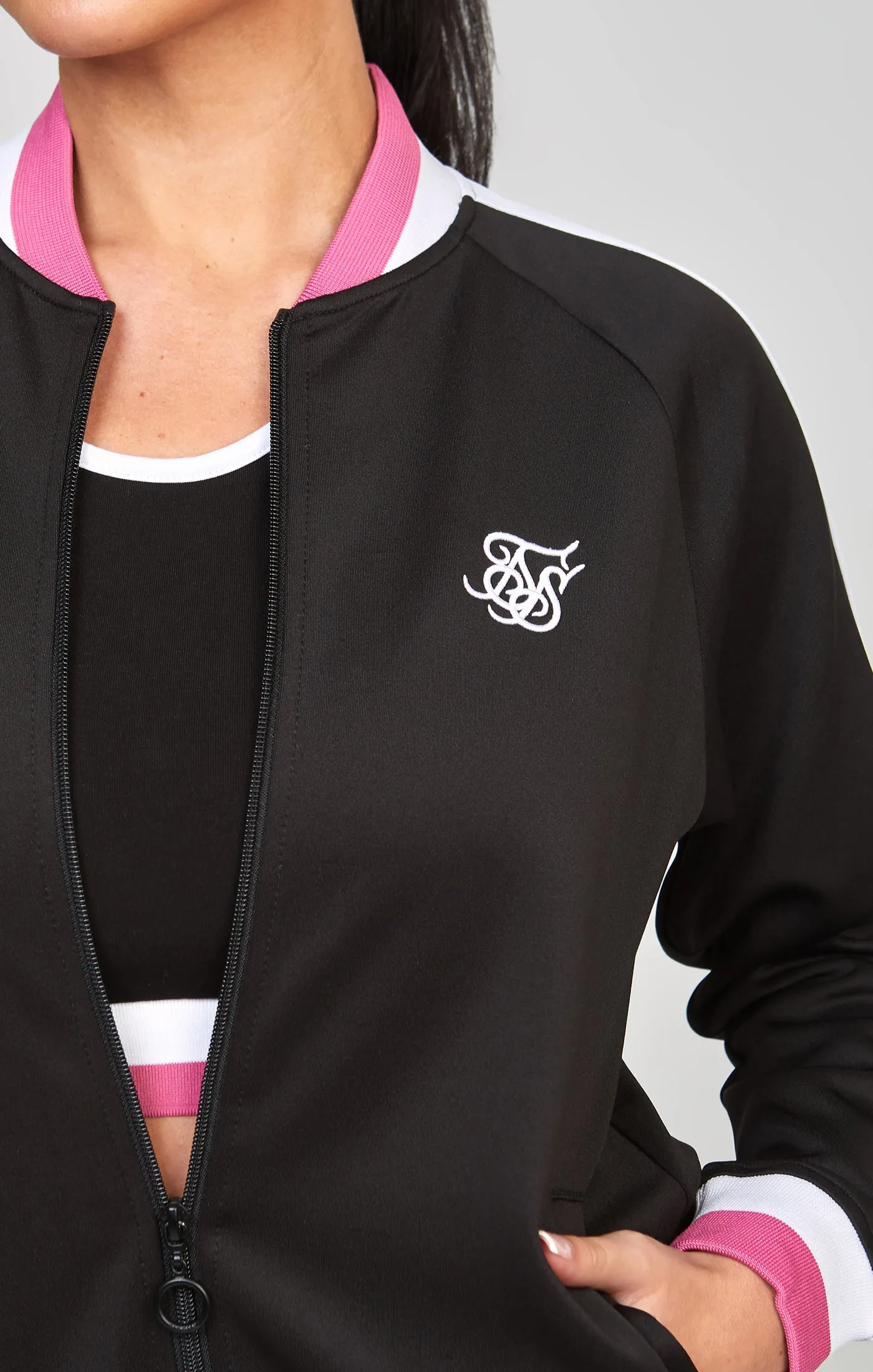 Black Retro Cut And Sew Track Top sold by Siksilk product image thumbnail 2