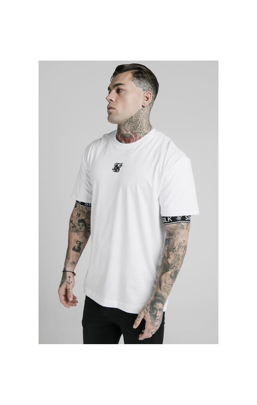 SikSilk S/S Inset Cuff Essential Tee - White sold by Siksilk