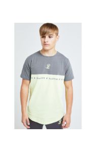 Illusive London Blaze Cut & Sew Tee - Dark Grey & Lime sold by Siksilk