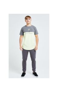 Illusive London Blaze Cut & Sew Tee - Dark Grey & Lime sold by Siksilk