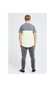 Illusive London Blaze Cut & Sew Tee - Dark Grey & Lime sold by Siksilk