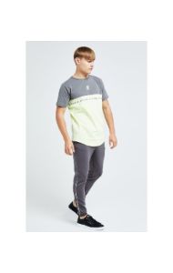 Illusive London Blaze Cut & Sew Tee - Dark Grey & Lime sold by Siksilk