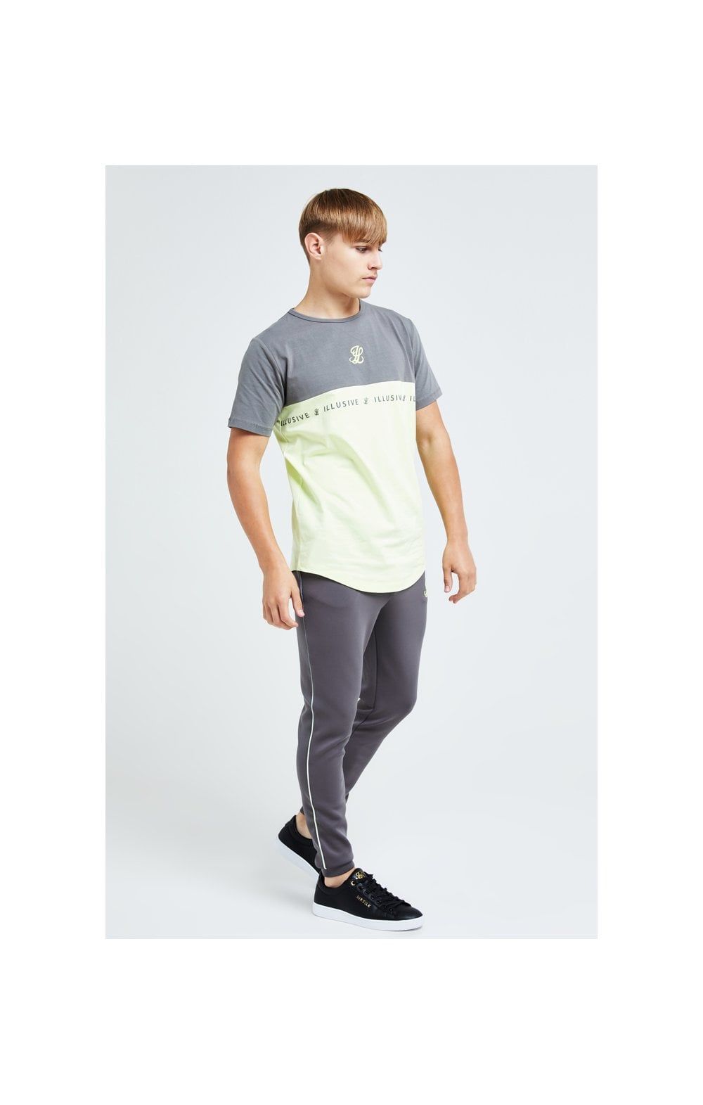 Illusive London Blaze Cut & Sew Tee - Dark Grey & Lime sold by Siksilk product image thumbnail 3
