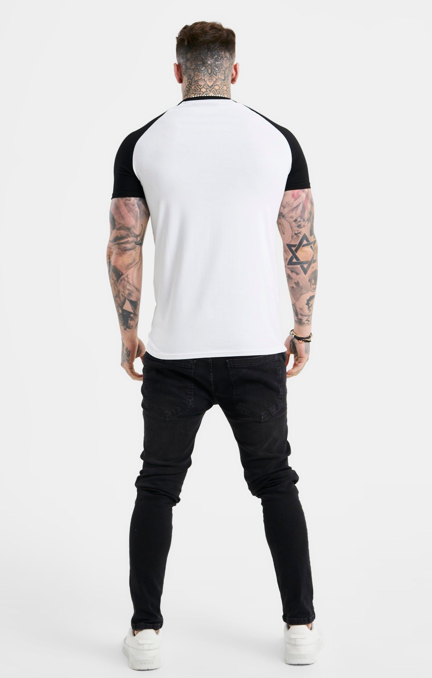 White Raglan Muscle Fit T-Shirt sold by Siksilk product image thumbnail 5