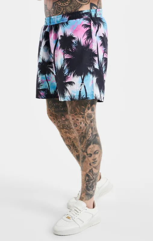 SikSilk Palm Swim Short - Black & Pink sold by Siksilk