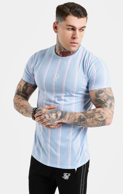 SikSilk Striped Tee - Blue, Pink & White sold by Siksilk