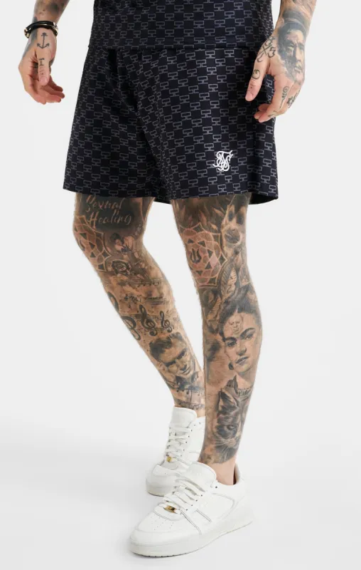 SikSilk Monogram Swim Short - Black sold by Siksilk