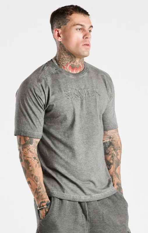Grey Washed Muscle Fit T-Shirt sold by Siksilk
