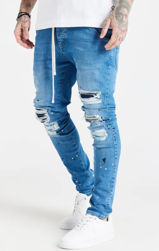 Blue Distressed Basic Cut Jean sold by Siksilk
