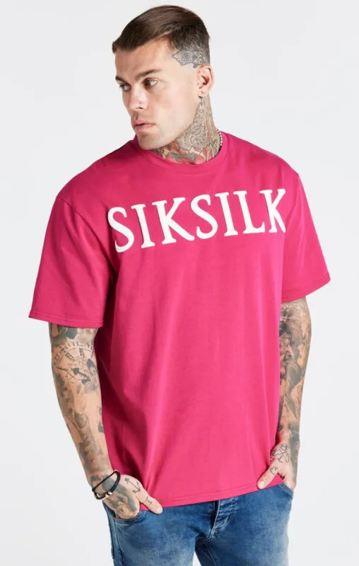 Pink Drop Shoulder Relaxed Fit T-Shirt sold by Siksilk