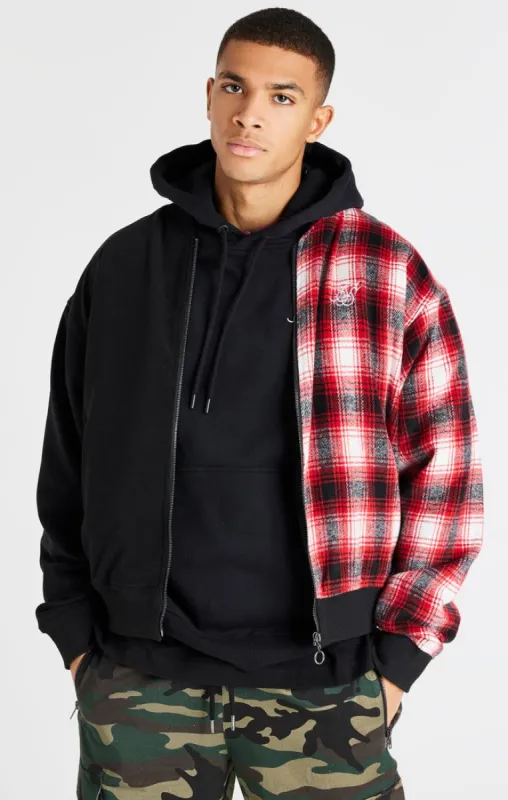 Black Half Contrast Bomber Jacket made by Siksilk