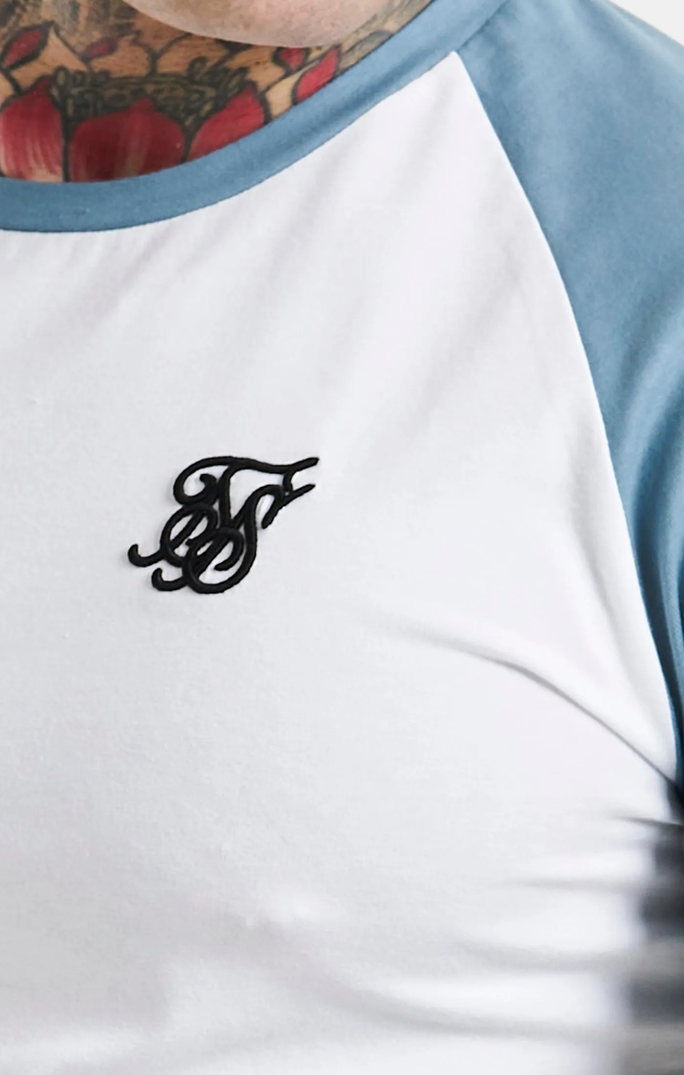 White Raglan Muscle Fit T-Shirt sold by Siksilk product image thumbnail 2