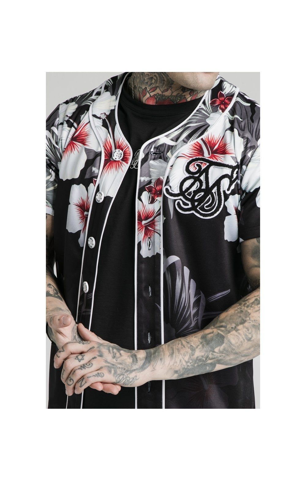 SikSilk Floral Baseball Jersey - Black sold by Siksilk product image thumbnail 2
