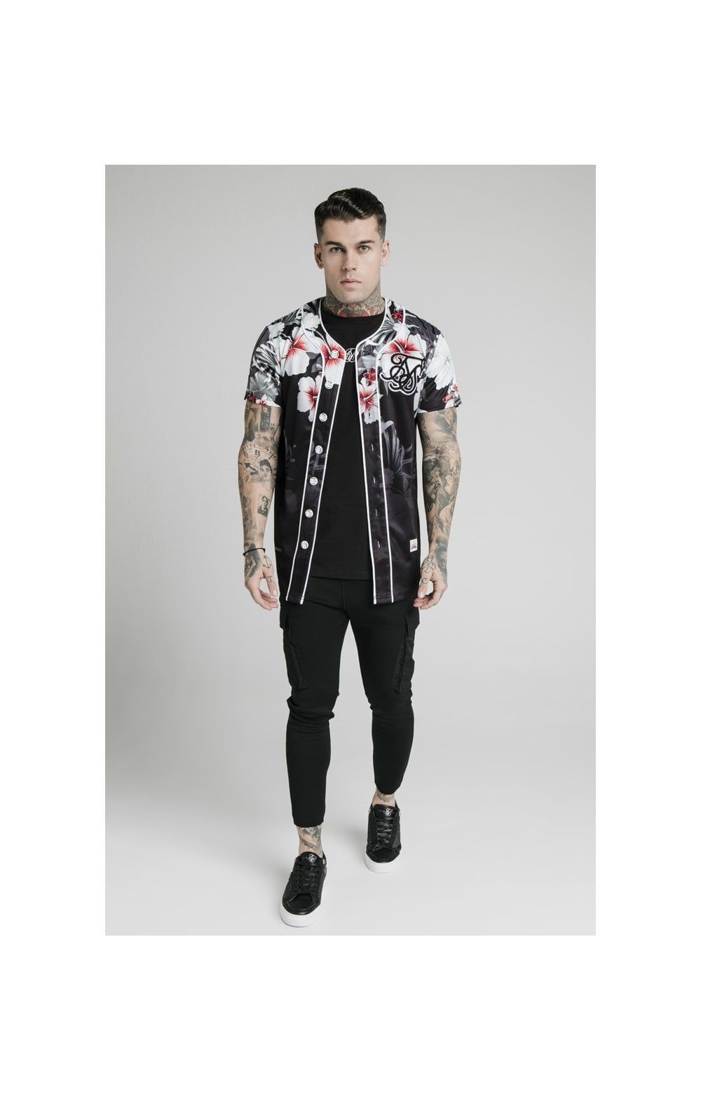 SikSilk Floral Baseball Jersey - Black sold by Siksilk product image thumbnail 3