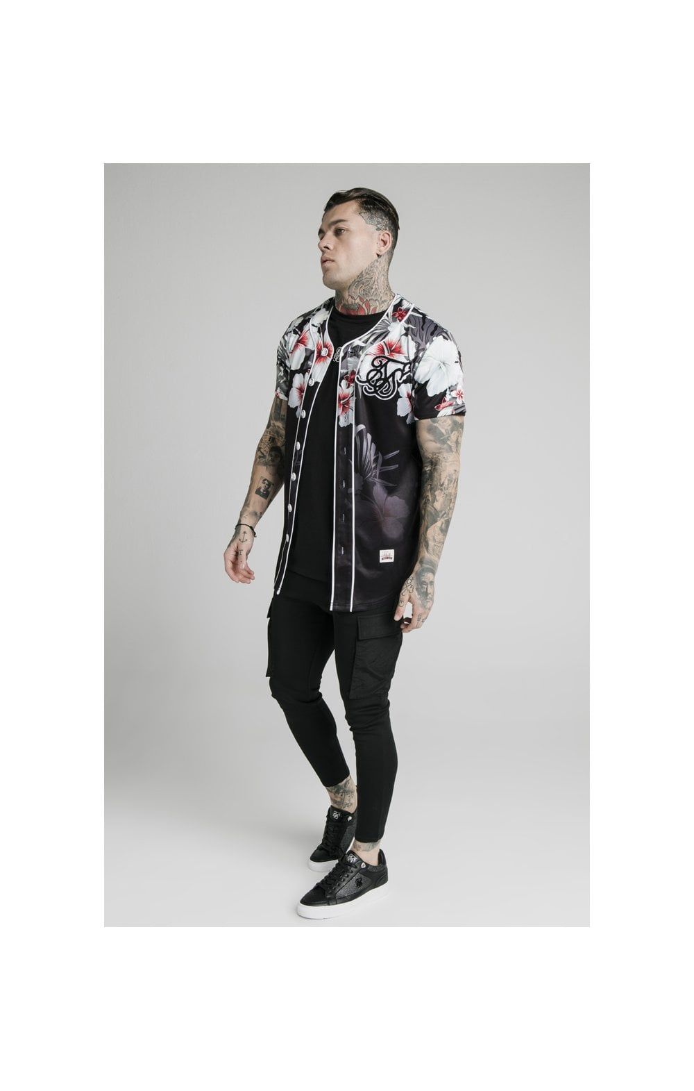 SikSilk Floral Baseball Jersey - Black sold by Siksilk product image thumbnail 4