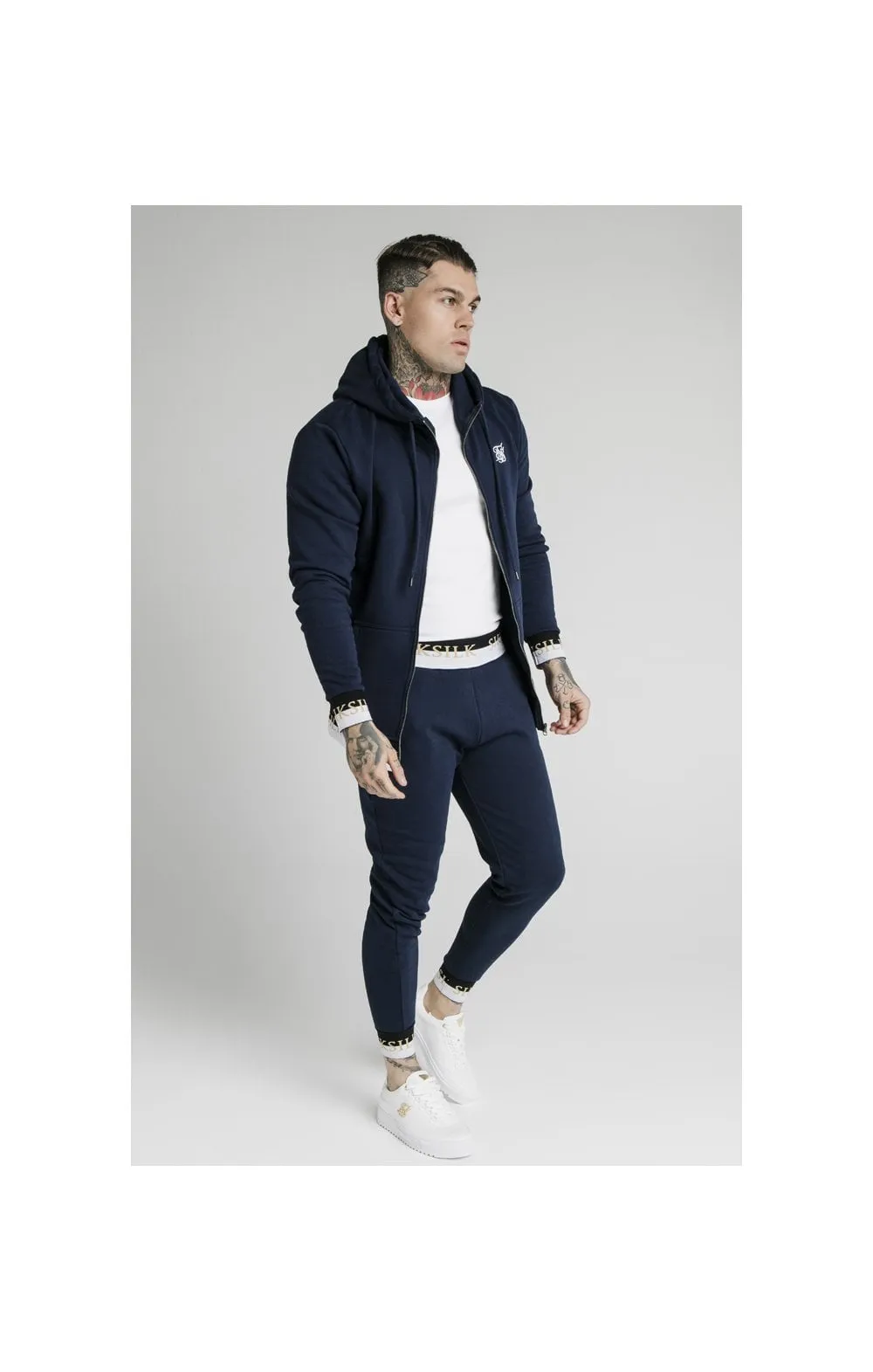 SikSilk Deluxe Zip Through Funnel Neck Hoodie - Navy sold by Siksilk product image thumbnail 5
