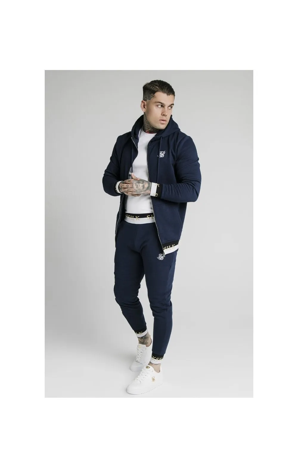 SikSilk Deluxe Zip Through Funnel Neck Hoodie - Navy sold by Siksilk product image thumbnail 4
