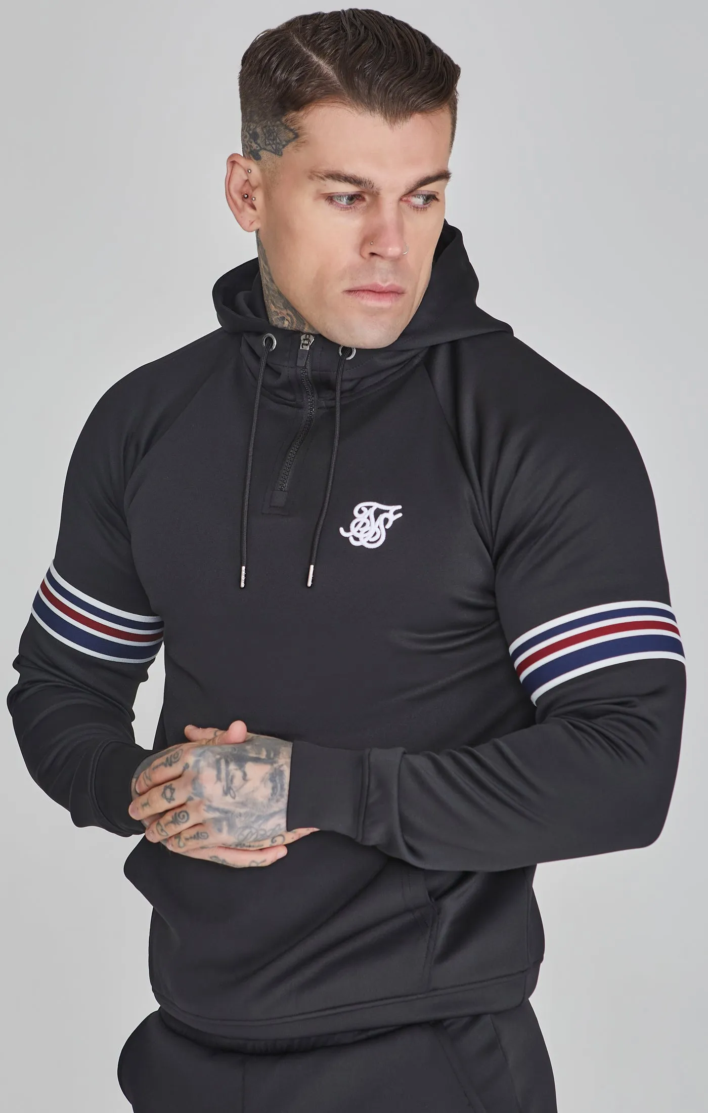 Black Quarter Zip Hoodie sold by Siksilk