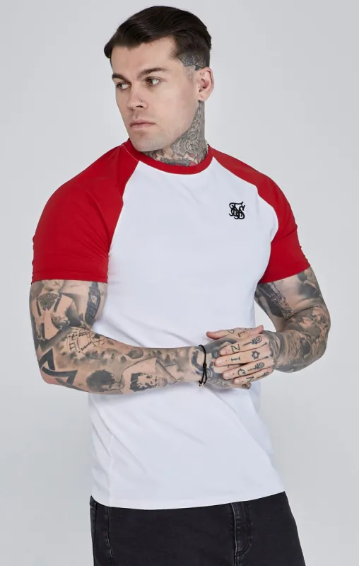 White Red Raglan T-Shirt sold by Siksilk