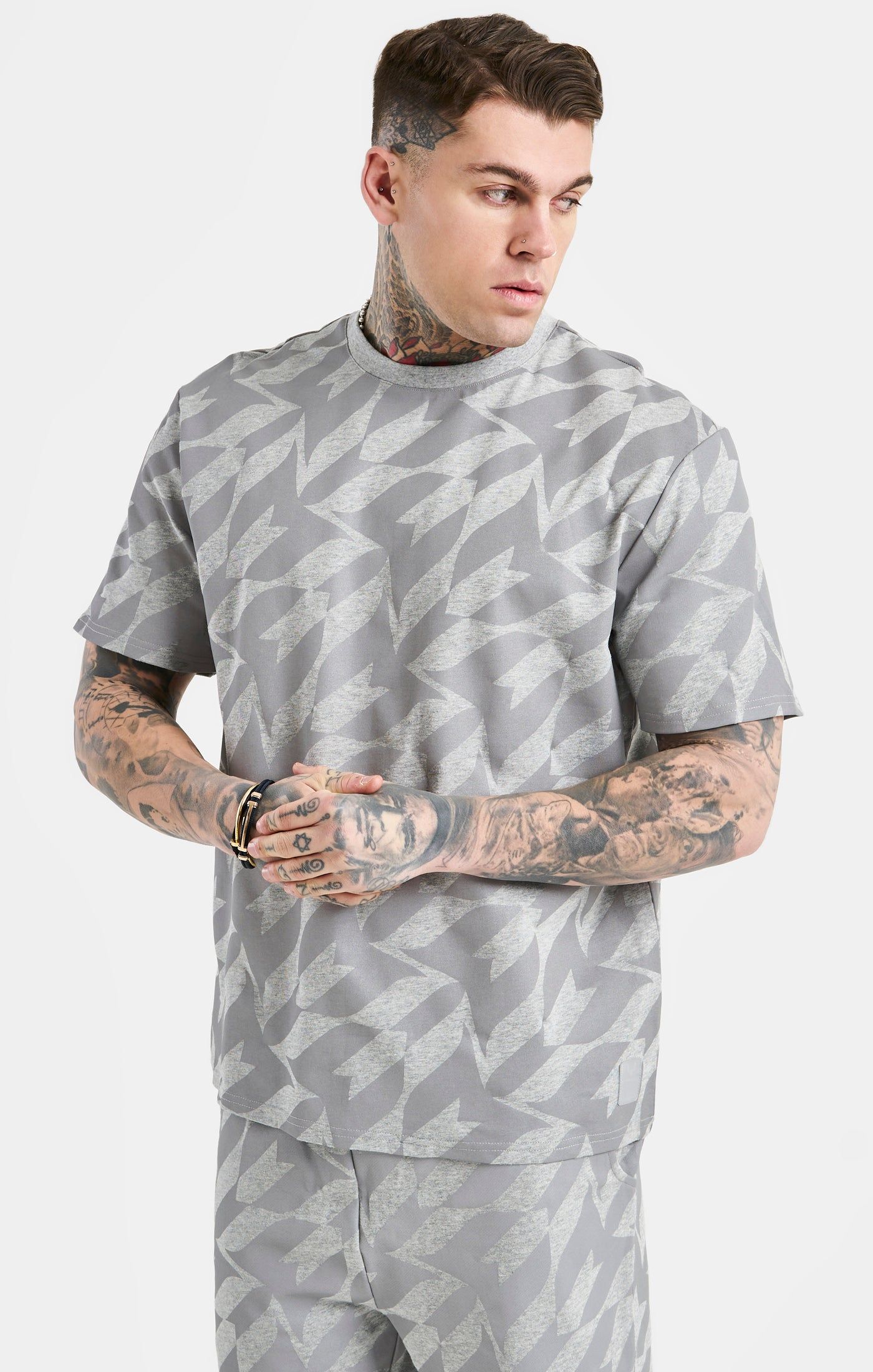 Messi x SikSilk Silver Print Tee - Grey Marl sold by Siksilk