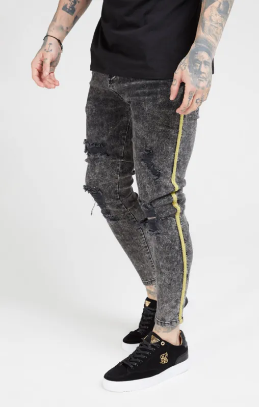 Grey Distressed Taped Skinny Denim sold by Siksilk