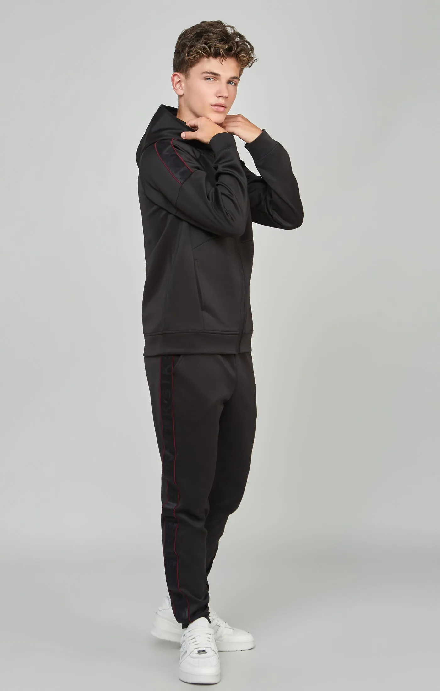 Boys Black Taped Tracksuit sold by Siksilk