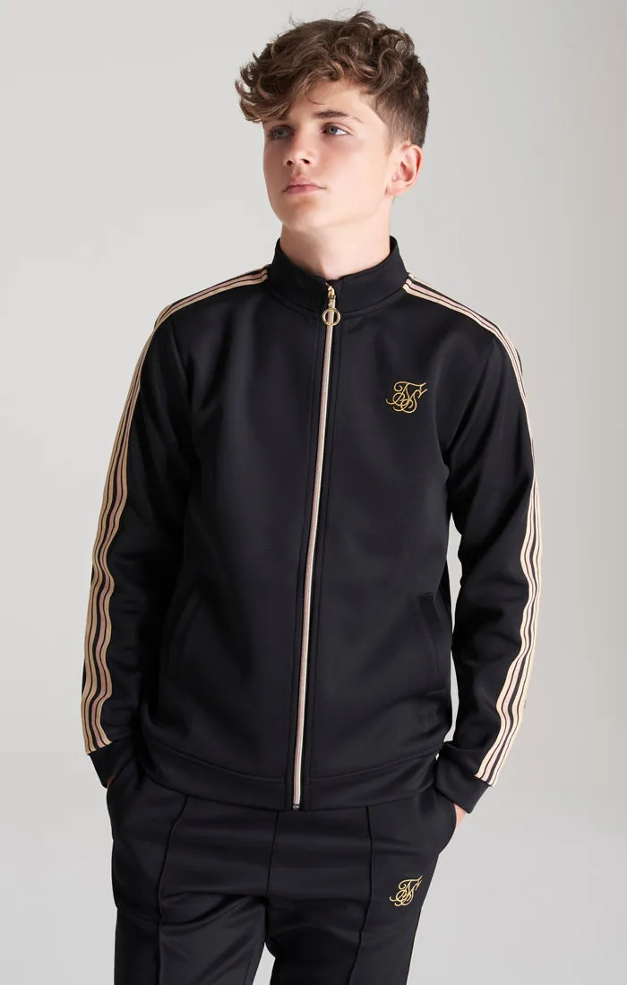 Boys Black Taped Zip Thru Funnel Neck sold by Siksilk