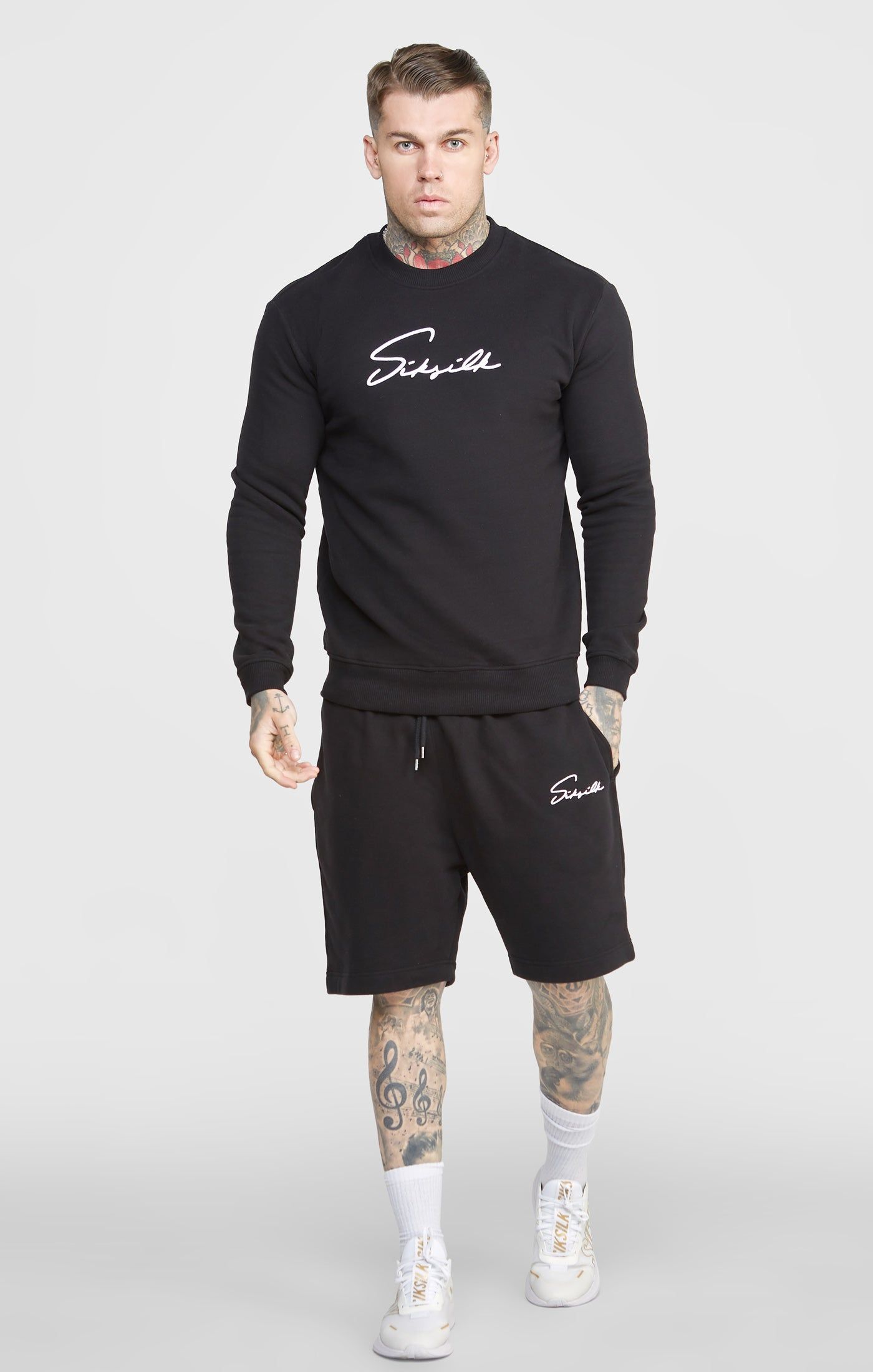Black Script Embroidery Short sold by Siksilk product image thumbnail 3