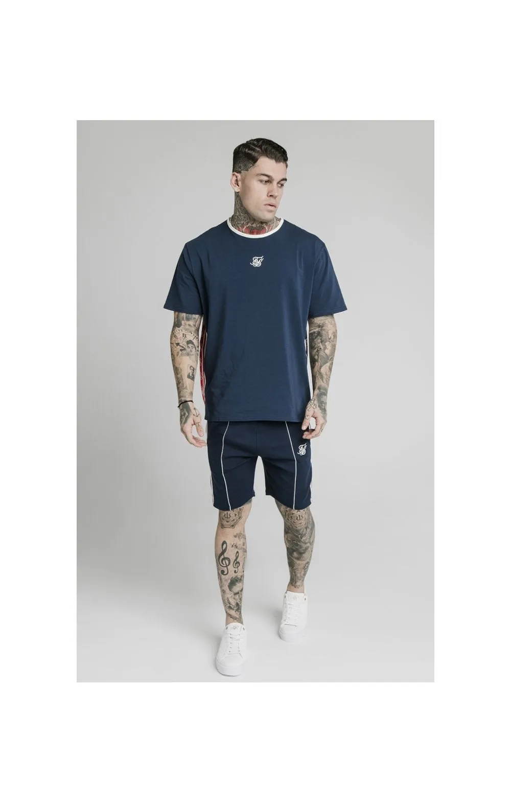 SikSilk S/S Essential Retro Tape Tee - Navy sold by Siksilk product image thumbnail 3