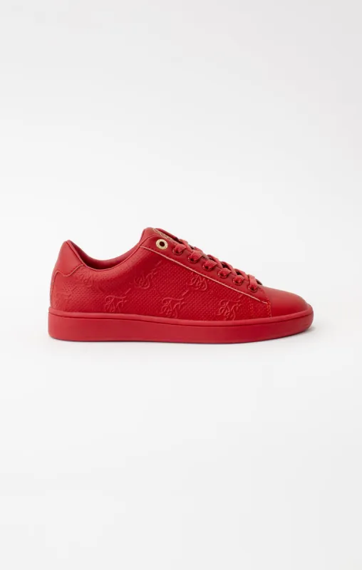 Red Juniors Low-Top Casual Monogram Trainer sold by Siksilk