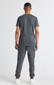 Boys Dark Grey Marl Cargo Cuffed Jogger sold by Siksilk