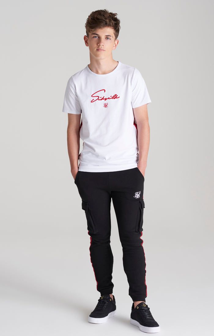 Boys White Taped T-Shirt sold by Siksilk product image thumbnail 4