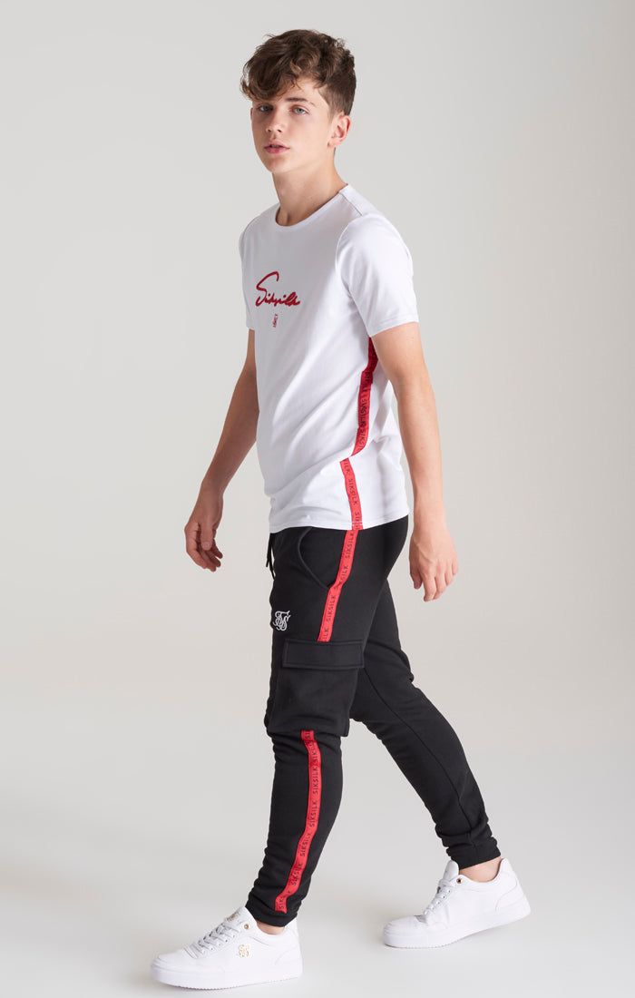 Boys White Taped T-Shirt sold by Siksilk product image thumbnail 5