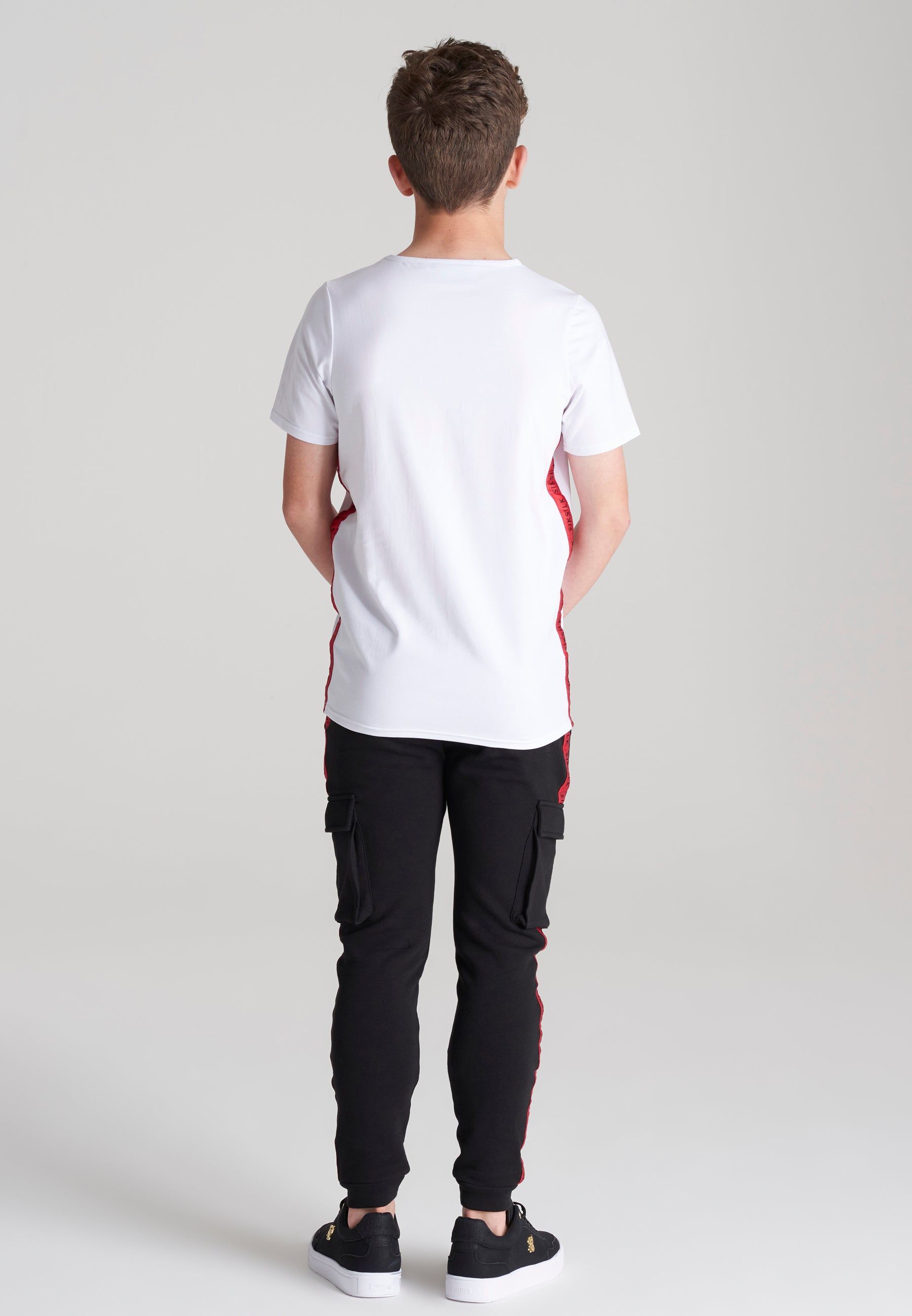 Boys White Taped T-Shirt sold by Siksilk product image thumbnail 6