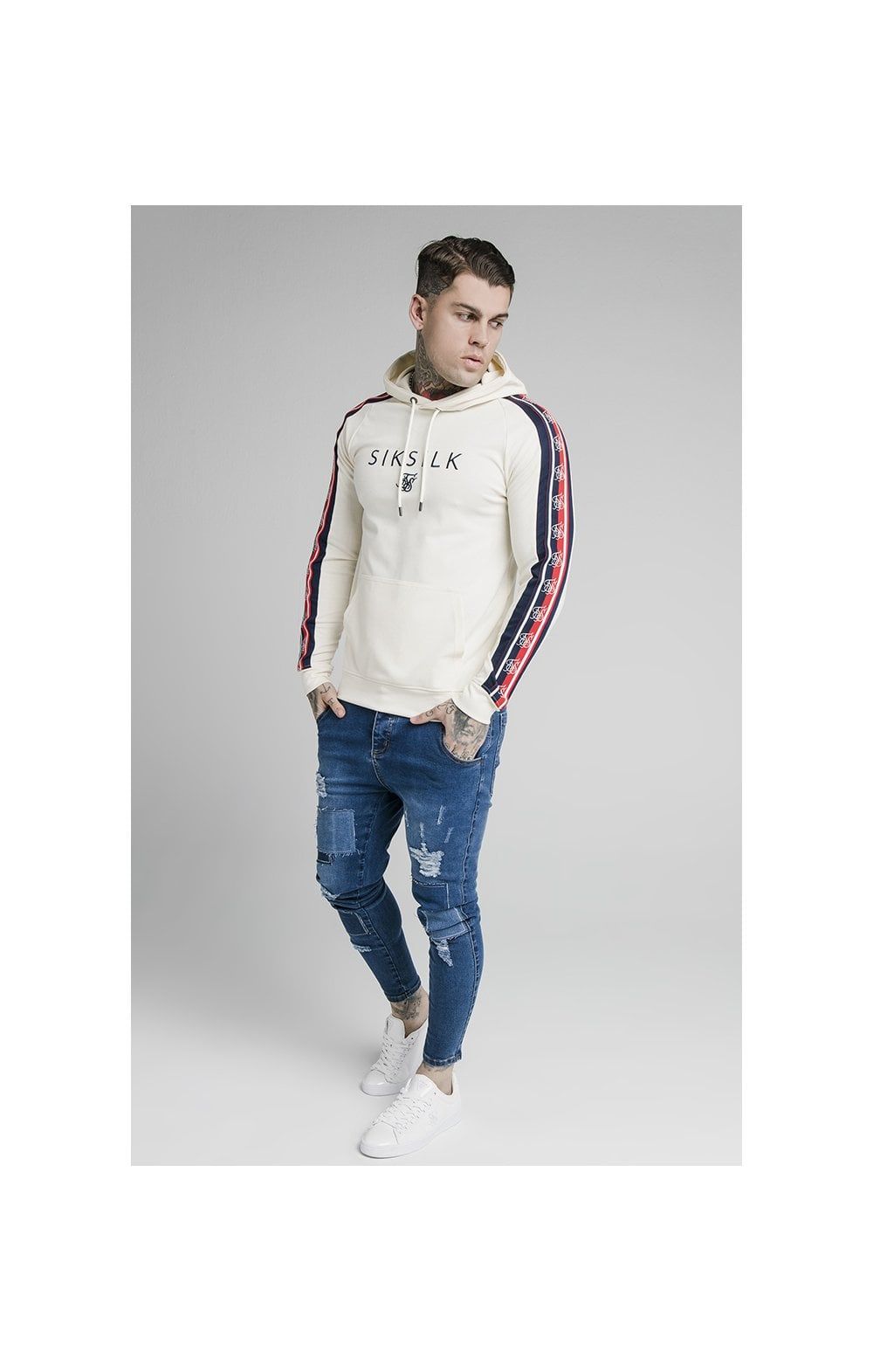 SikSilk Overhead Retro Tape Hoodie - Off White sold by Siksilk product image thumbnail 6