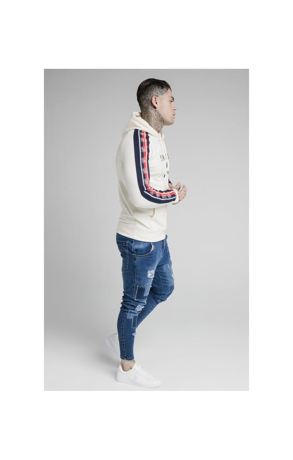 SikSilk Overhead Retro Tape Hoodie - Off White sold by Siksilk product image thumbnail 3